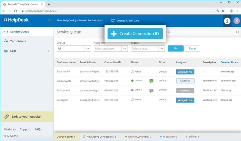 Creare l'ID di connessione